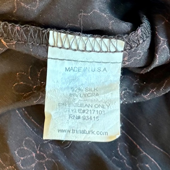 Trina Turk Brown & Pink Floral Silk Stretch Blouse Size Small - Picture 6 of 11